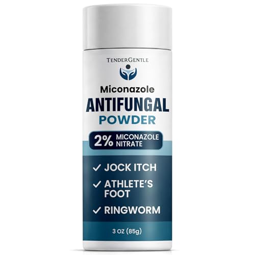 TenderGentle Miconazole Antifungal Powder 3oz - Good for Jock Itch Ringworm and Athletes Foot - for Discomfort Scaling Cracking and Itching Powder