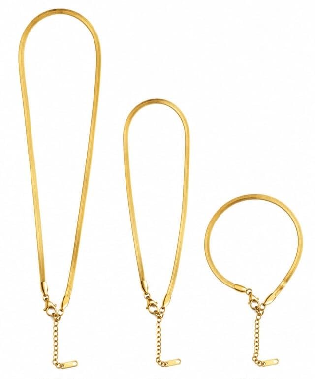 Elegant Gold-Tone Snake Chain Jewelry Set for Women – Pack of 3 (Necklace, Anklet & Bracelet) | Minimalist Adjustable Fashion Accessories-image-26