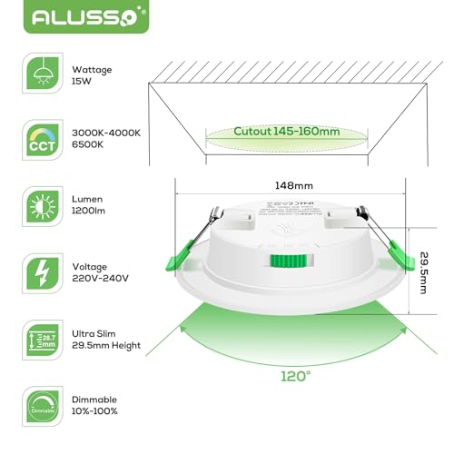 LED Downlights 15W Ultra Slim Recessed Ceiling Spot Lights Dimmable 1200LM - Image 2