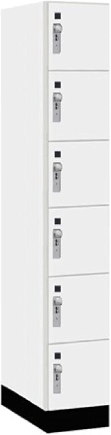 Salsbury 12" Wide Premier Wood Locker-Six Tier Box Style-1 Wide-6 Feet High-21 Deep-Arctic White-Silver Hasps
