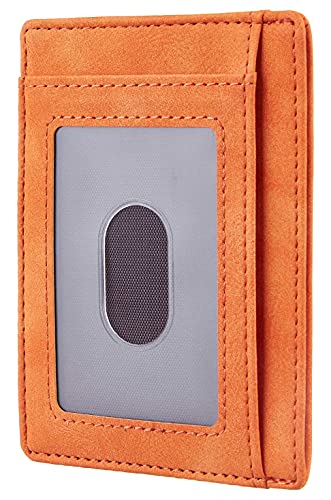 Image of Travelambo Slim Wallet Front Pocket Minimalist Leather RFID Blocking Medium Size