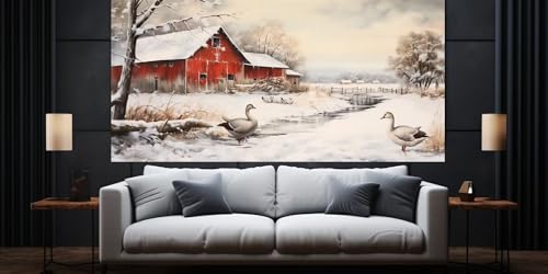 Broderie Diamant Village d'Hiver Kit Complet 80x160 cm pour Décoration Salon