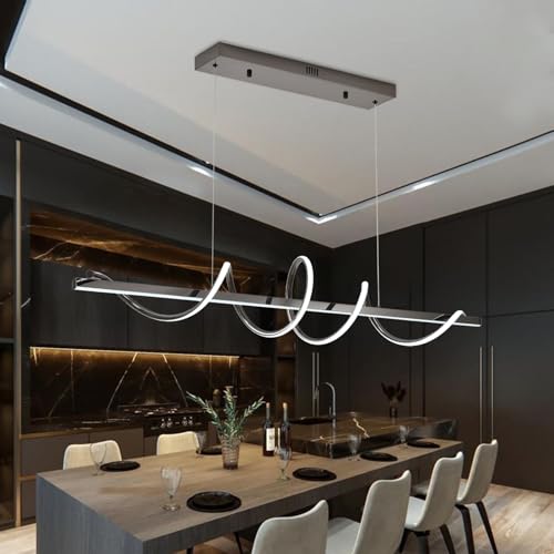 47.24" Modern Led Pendant Light for Kitchen Island Lighting,Electroplated Black Modern Chandelier for Dining Room over Table Dimmable Led Ceiling Pendant Lights Creative Snake-Shaped Twist Design by Zeistry - Used condition - US$160.41