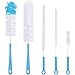 Aoligei 5pcs Brosse Bouteille, Brosse de Nettoyage, Brosse Longue pour Le Lavage de la Bouteilles de Vin Sports des Bouteilles d'eau, Bouilloire, Carafe à Col étroit de Bouteille (Bleu)