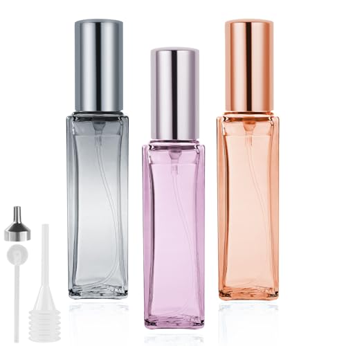 LOPHE Atomiseur de parfum en verre, 3 bouteilles de parfum rechargeables, portables, petits flacons de parfum, vaporisateur transparent pour voyage, rendez-vous