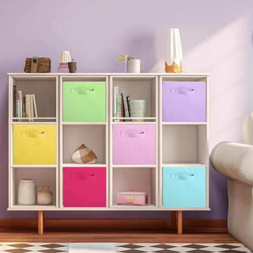 powerking Storage Box, 6 Pack Foldable Storage Cubes Storage Box Made of Fabric in Cube Shape, Rainbow Color - Image 3