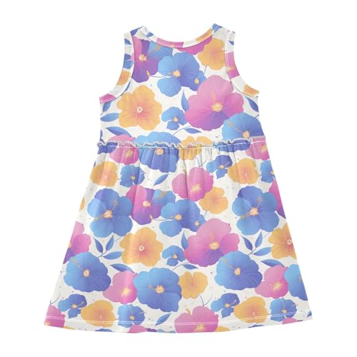 KLL The Garden Tricolor Pansy Flower Toddler Girls Party Dress Casual Sundress Summer Clothes O Neck2