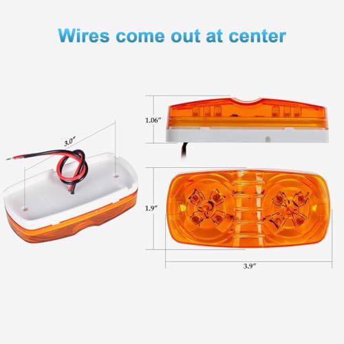 Partsam 10x Double Bubble Bullseye Side Marker Light 10LED Bulls Tiger Eye Amber Trailer