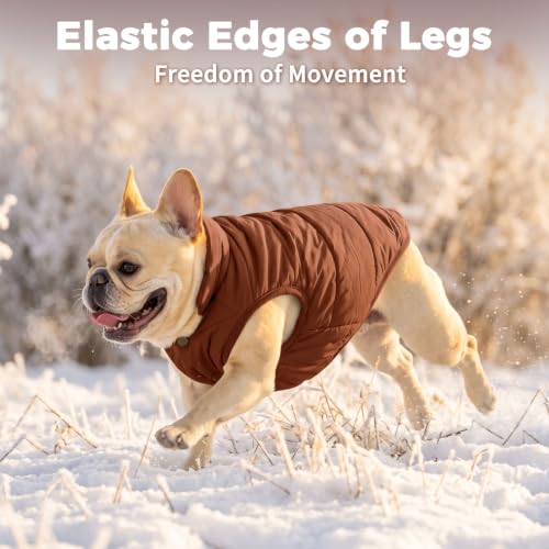 Image of JoyDaog Fleece Lined Dog Jacket for Medium Dogs,Winter Dog Coat,Brown XL | Warm Windproof Dog Vest for Cold Weather,Soft Cozy Doggie Clothes for Medium Dog Breeds,Outdoor Daily Walk,Snow Play