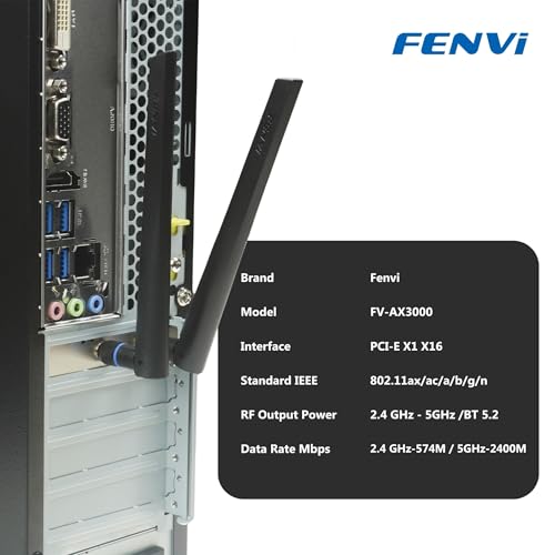 F FENVI AX3000 Wi-Fi 6 3000Mbps Bluetooth 5.2, Dual Band (2.4Ghz & 5Ghz) Pcie Network Adapter Card, Mu-Mimo & Ofdma, Low-Latency Gaming, Compatible... - Image 5