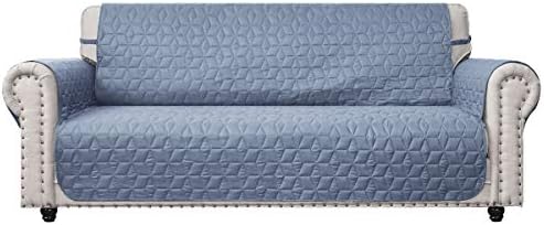 Ameritex Couch Sofa Slipcover 100% Waterproof Nonslip Quilted Furniture Protector Slipcover for Dogs, Children, Pets Sofa Slipcover Machine Washable (Stone Blue, 68'')