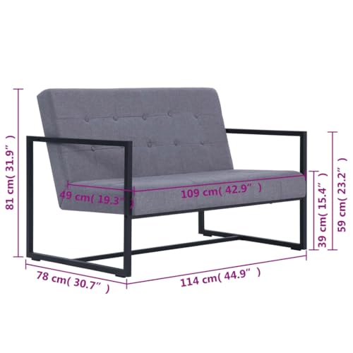 Sofá de 2 plazas para pisos pequeños con reposabrazos ergonómicos y base sólida 4
