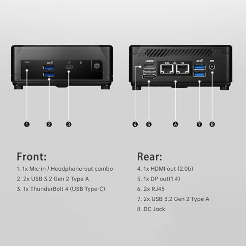 Image of msi Cubi 5 Professional Mini Desktop, Intel 6-Core Processor, 8GB RAM, 256GB SSD, Support 3-Monitor 4K, Thunderbolt 4, HDMI, DP, Wi-Fi 6, Windows 11 Pro, Seamless Multitasking at Work /Home