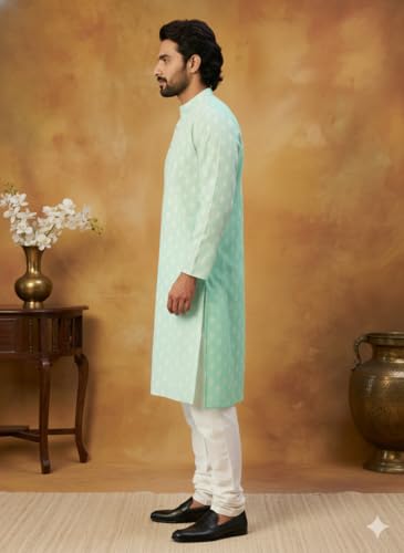 Image of Amazon Brand - Tavasya Men Floral Printed for Regular Fit Kurtas | Ethnic Wear | Festive | Cotton Blend | Knee Length