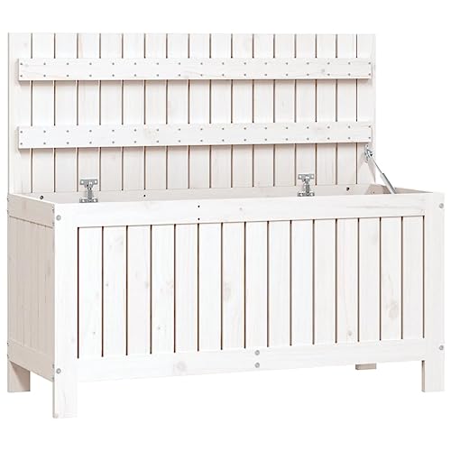 Toshilian - Caja de almacenamiento exterior, caja de almacenamiento para jardín, caja de almacenamiento, caja de almacenamiento, caja de almacenamiento de jardín, 108 x 42,5 x 54 cm, madera de pino