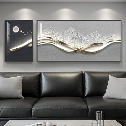 Large Framed Modern Abstract Wall Art for Living Room, 2