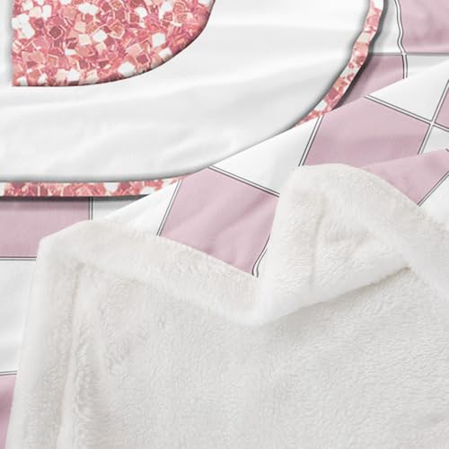Image of Erosebridal Pink Initial D Sherpa Blanket Kawaii Plaid Checkered Fuzzy Plush Throw Cute Personalized Monogram Fleece Blanket for Kids Girls,Fashion Grids Gingham Decor for Bed Couch Throw 50 inchx60 inch