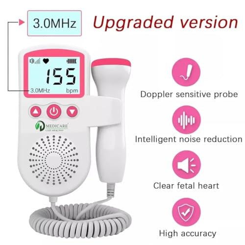 Image of Portable Fetal Doppler Baby Heartbeat Monitor for Pregnancy | Digital LCD Display with in-Built Speaker, Accurate FHR Detection | Compact Prenatal Monitor for Home & Clinic Use (Blue)