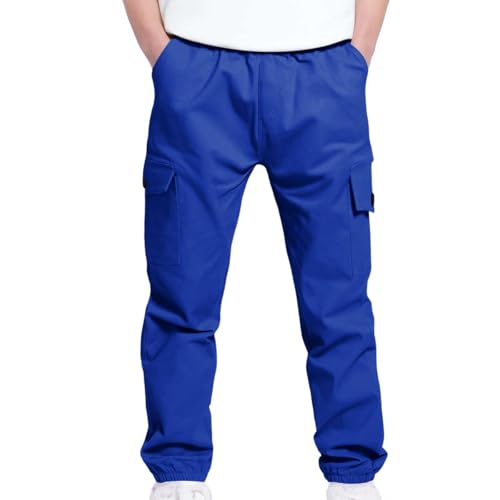Kids Casual Cargo Pants Work Cinch Straight Leg Sweatpants Boys Trendy Elastic Waisted Trousers Fall Fashion Y2k Bottoms(Blue, 9-10 Years)