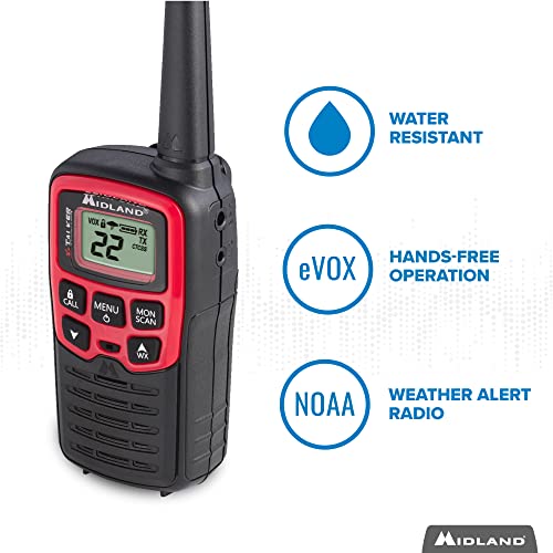 Midland - X-Talker T31Vp, 22 Channel Frs Walkie Talkies - Extended Range Two Way Radios, 38 Privacy Codes, & Noaa Weather Alert (Pair Pack) (Black/Red) #TOP4