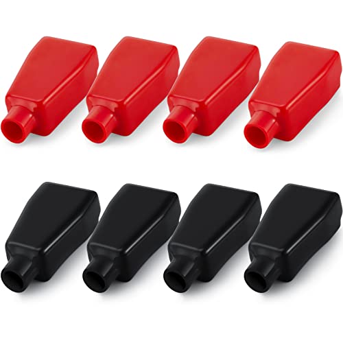 Image of 8 Pieces Battery Terminal Covers Battery Terminal Insulating Protector | Positive and Negative Cable Covers, Battery Terminal Protector for Boat Cars Auto Marine Batteries, Insulated Plastic Caps