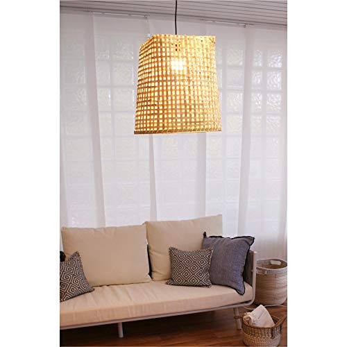 efaso BOURGH Bambus Lampe VOLTONE - Lampe hängend mit Lampenschirm Bambus, 40 cm Durchmesser, korbgeflecht - Hängeleuchte Hängelampe Kronleuchter Deckenleuchte Pendelleuchte Schlafzimmerlampe Laterne