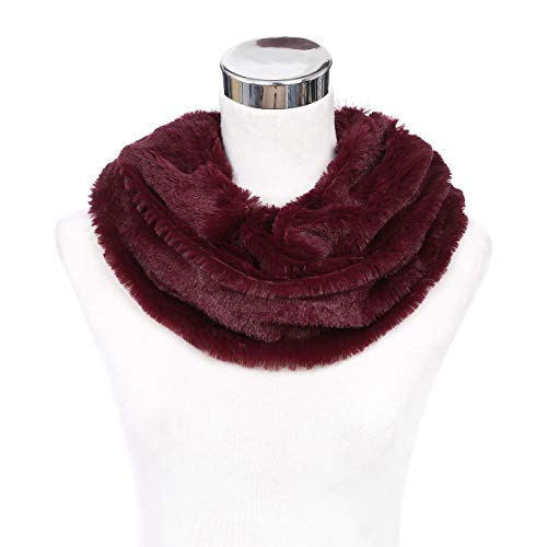 Premium Soft Small Faux Fur Solid Color Warm Infinity Circle Scarf - Diff Colors2