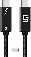 Vista 1 de Cable Thunderbolt 3 USB C a C súper velocidad, transferencia de datos de 40 Gbps y salida de video 4K, cable de carga rápida tipo C a C, cable