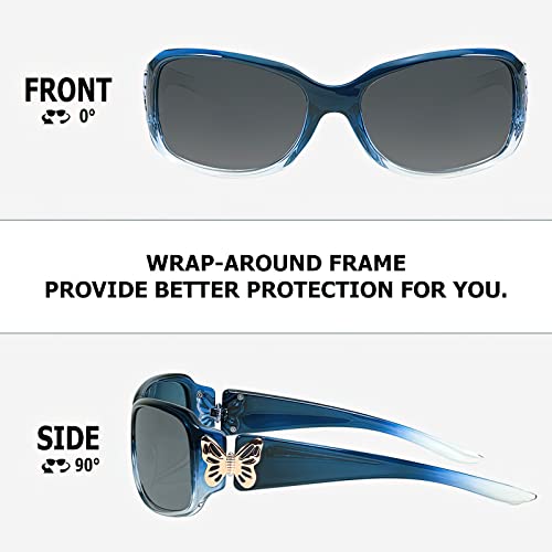 TJUTR Polarized Sunglasses for Women with Wrap Around Butterfly Design, Trendy Jackie-O Style for UV400 Protection3