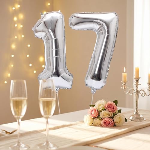 Image of YPSelected 32 Inch Large Foil Helium Number Balloon Birthday Wedding Party 0-9 (Silver, 7)