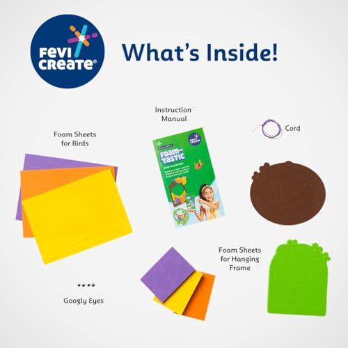 Image of Fevicreate Build-n-Create Foam-Tastic Bird Hangings Kit | Foam Craft | Colourful Unicorn Greeting Cards | Travel Friendly | Screen-Free Play | Gifting | Ages 5 +