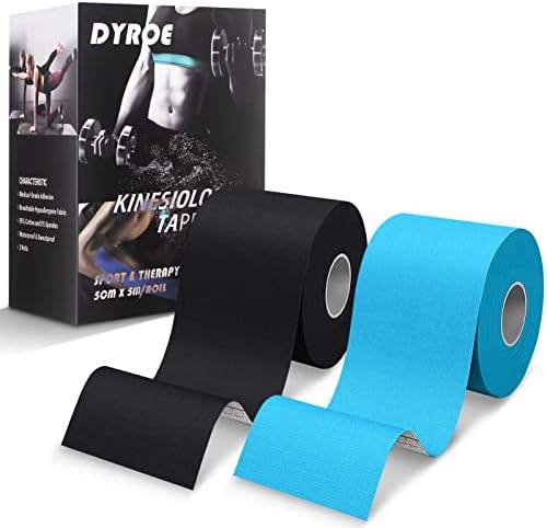 Cinta de Kinesiología Tape,Set 2 Rollos 5 m x 5 cm Azul y Negro,C...