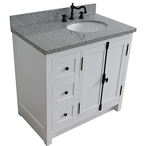 Plantation Solid Wood Vanity With Right Oval Sink In Glacier Ash/Gray #TOP6