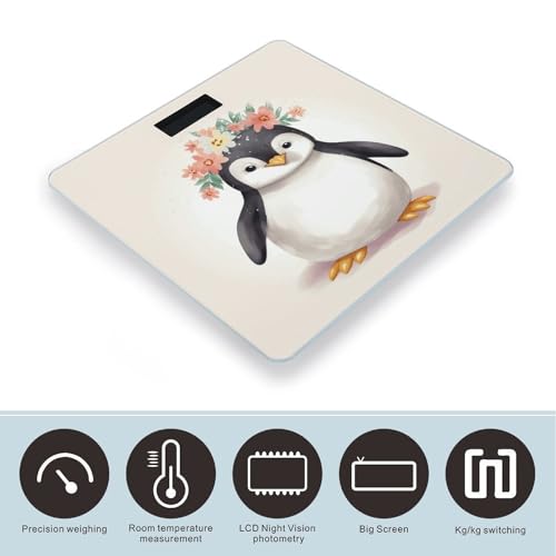 Báscula Digital para Peso Corporal con Diseño Pingüino Floral miniatura 3
