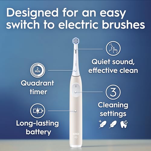 Image of Oral-B Rechargeable Electric Toothbrush, iO Limited Simple Clean, 3 Cleaning Modes, Automatic Pressure Sensor to Protect Gums, Travel Case, Peach