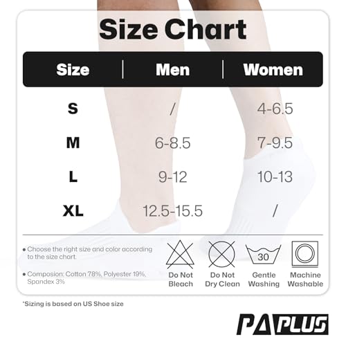 PAPLUS Ankle Running Socks 5 Pairs, Athletic Cushioned Anti-Blister Low Cut No Show Sports Socks for Men Women2