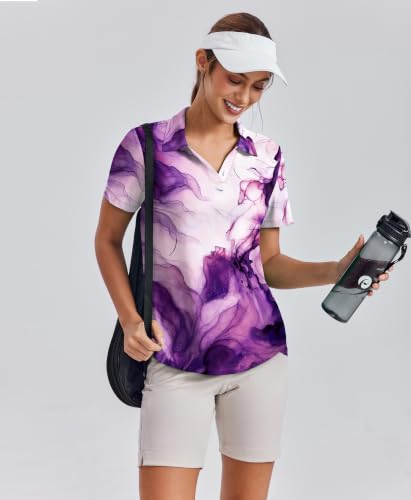 Image of PINSPARK Womens Golf Shirt Short Sleeve Polos UPF 50+ Collared Tennis Tops