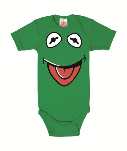 LOGOSHIRT - The Muppet Show - Kermit de Kikker - Gezicht - Rompertjes - Romper - Korte mouw - groen - Gelicentieerd origineel ontwerp, Maat 50/56, 0-2 maanden