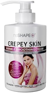 Reshape Crepey Skin Treatment Cream Wrinkle Smoothing Lotion Anti Aging Skin Care Moisturizer For Face, Arms, Neck, & Body W/ Collagen & Hyaluronic Acid To Improve Elasticity & Sagging Skin, 15 Fl Oz