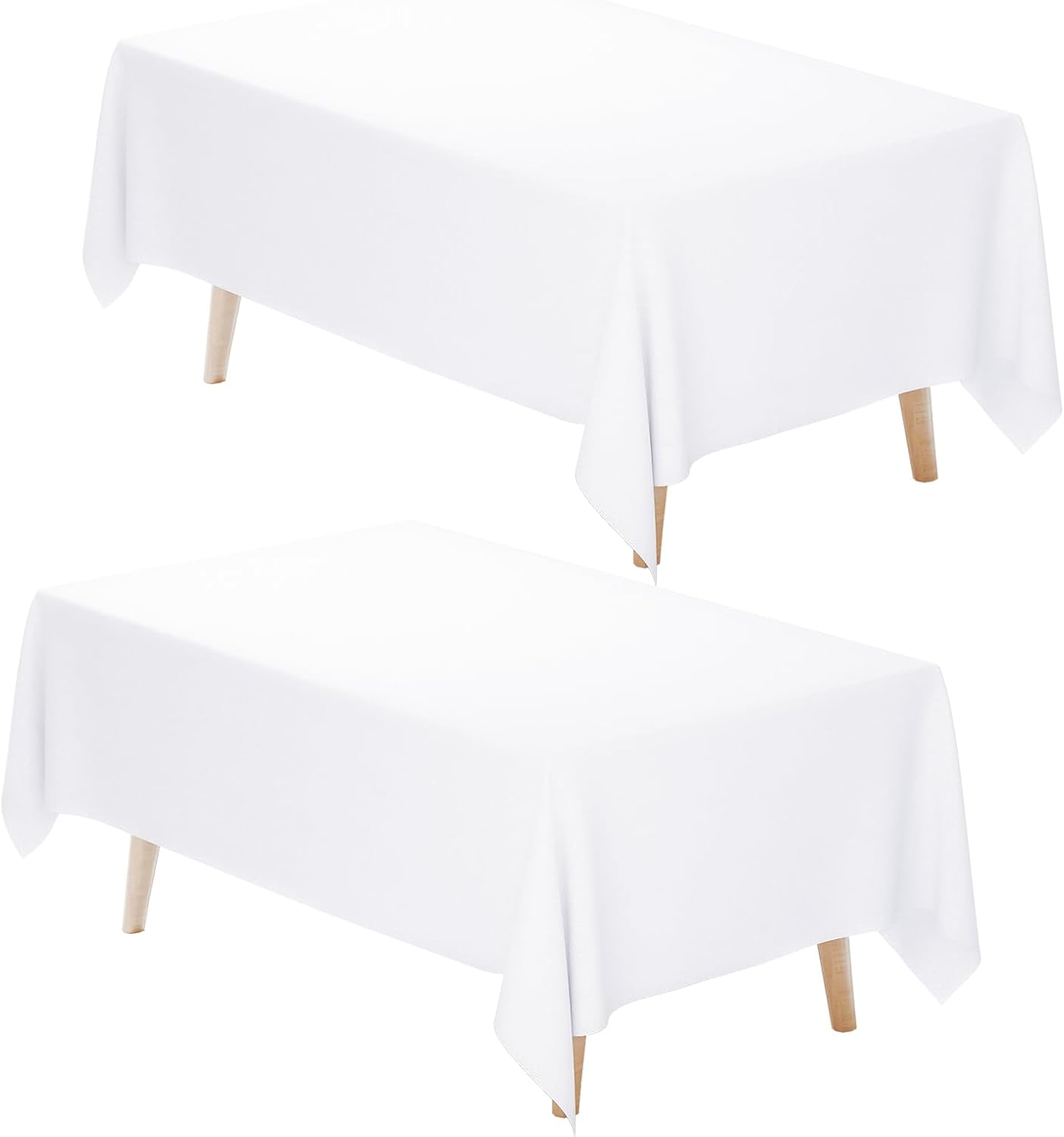 Fixwal White Tablecloth Rectangle 60 x 102 Inch, 2 Pack 6ft Polyester Fabric Table Cloths Rectangular Table Covers for Party, Banquet, Dining, Birthday, Wedding White 60*102in-2pack