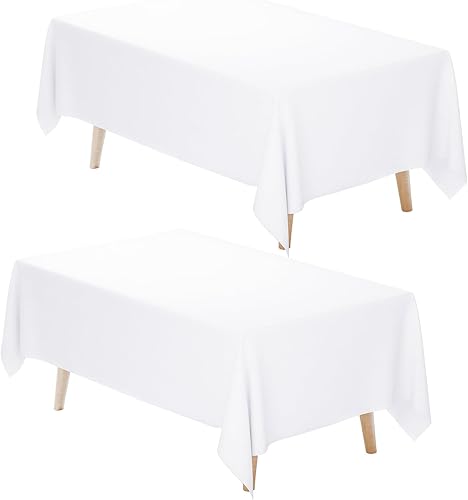 Fixwal Mantel rectangular de 60 x 102 pulgadas, paquete de 2 manteles rectangulares de tela de poliéster de 6 pies para fiestas, banquetes, comedor,