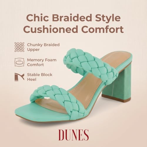 Image of Dunes Iris Chunky Braided Heel Sandals for Women, Block Heel Square Toe Summer Sandals with Memory Foam