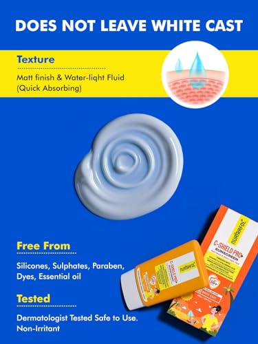 Image of NUATRAFOL Vitamin C-Shield Pro+ Sunscreen | SPF 50 PA++++ | Matte Finish & Water-Light Fluid | With 10% Vitamin C, 1% Hyaluronic Acid & 1% Ceramide | No White Cast | Broad Spectrum UVA /UVB Protection | 50gm