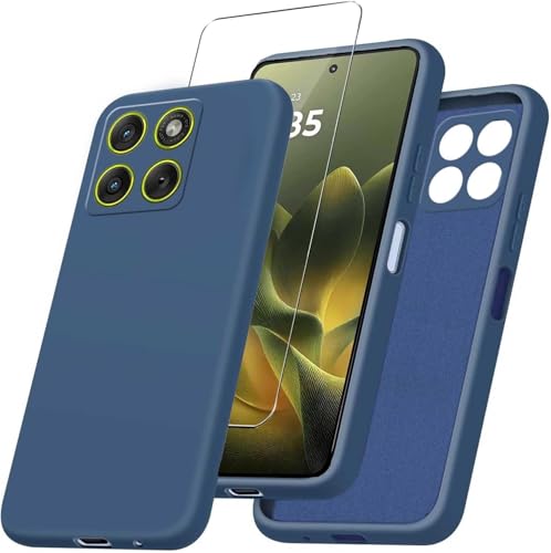 JDXHFF Coque pour Motorola Moto G77 5G /Moto G67 5G Bleu et 1x Verre trempé