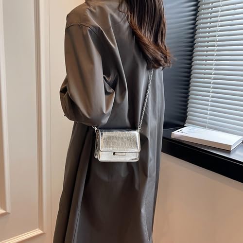 Metallic Evening Mini Silver Purse, Crossbody Bags for Women Y2K Glitter Clutch Handbag for Nightclub Parties3