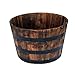 SS&CH Shop 26 in. Planter Round Wooden Barrel Whiskey Burned Garden Flower Pot Burned Outdoor Yard