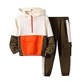 Azmxynol Boys Clothes Kids Toddler Boy Color Block Hoodie Sweatshirt & Pants Little Boys 2pcs Fall Winter...