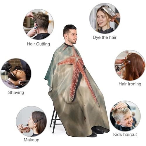 Capa para corte de cabello Ocean Starfish unisex 170x144 cm miniatura 3
