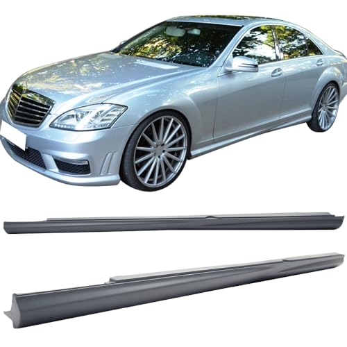 Side Skirts Compatible with 2007-2013 Mercedes-Benz W221, S Class AMG Style Side Skirts Extension Pair PP by IKON MOTORSPORTS, 2008 2009 2010 2011 2012