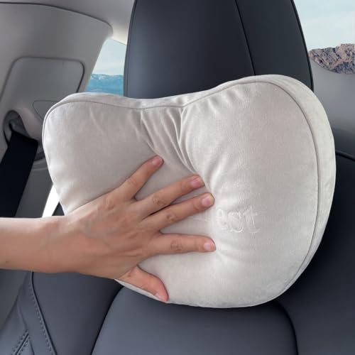 BlissfulNest Car Seat Headrest Pillows, 2 Pack, Suede Fabric, Car